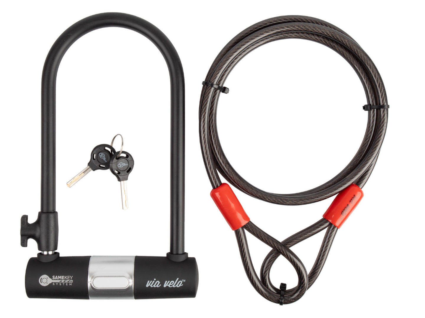 Via Velo U-Lock Classic 102 zwart gehard staal fietsslot met kabel en houder